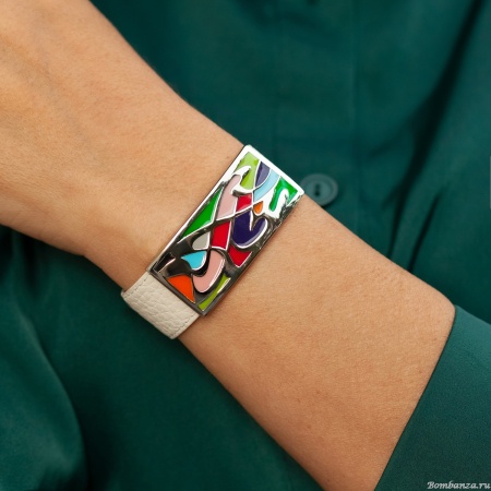 Браслет Fiore Luna, на кожаном белом ремешке, CB00997-1 M Браслет Fiore Luna, на кожаном белом ремешке, CB00997-1 M